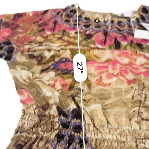 Chico's Boho Feather Print NEW Blouson beaded tunic blouse size 1/MEDIUM - Picture 11 of 13